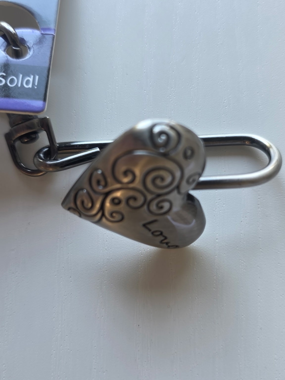 NWOT ~ Heart Shaped Silver Love Padlock Keychain ~The Original Finders Key Purse